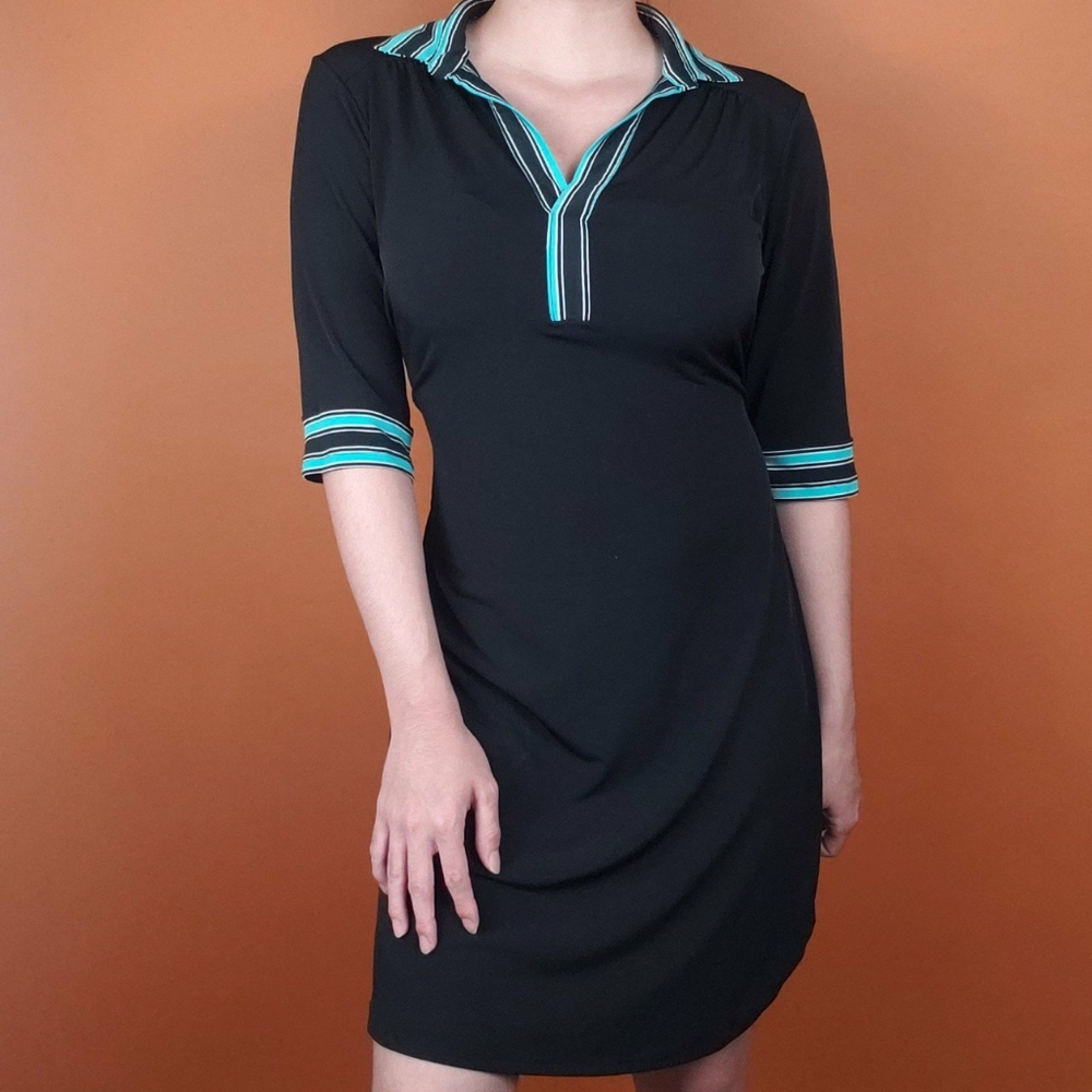 Teal Striped Collar Dress